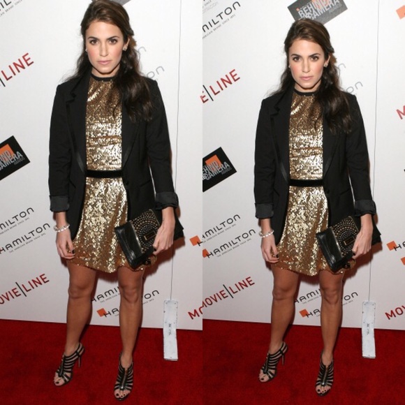 Nanette Lepore Black Gold Sequin Fray Trim Dress - Picture 8 of 8