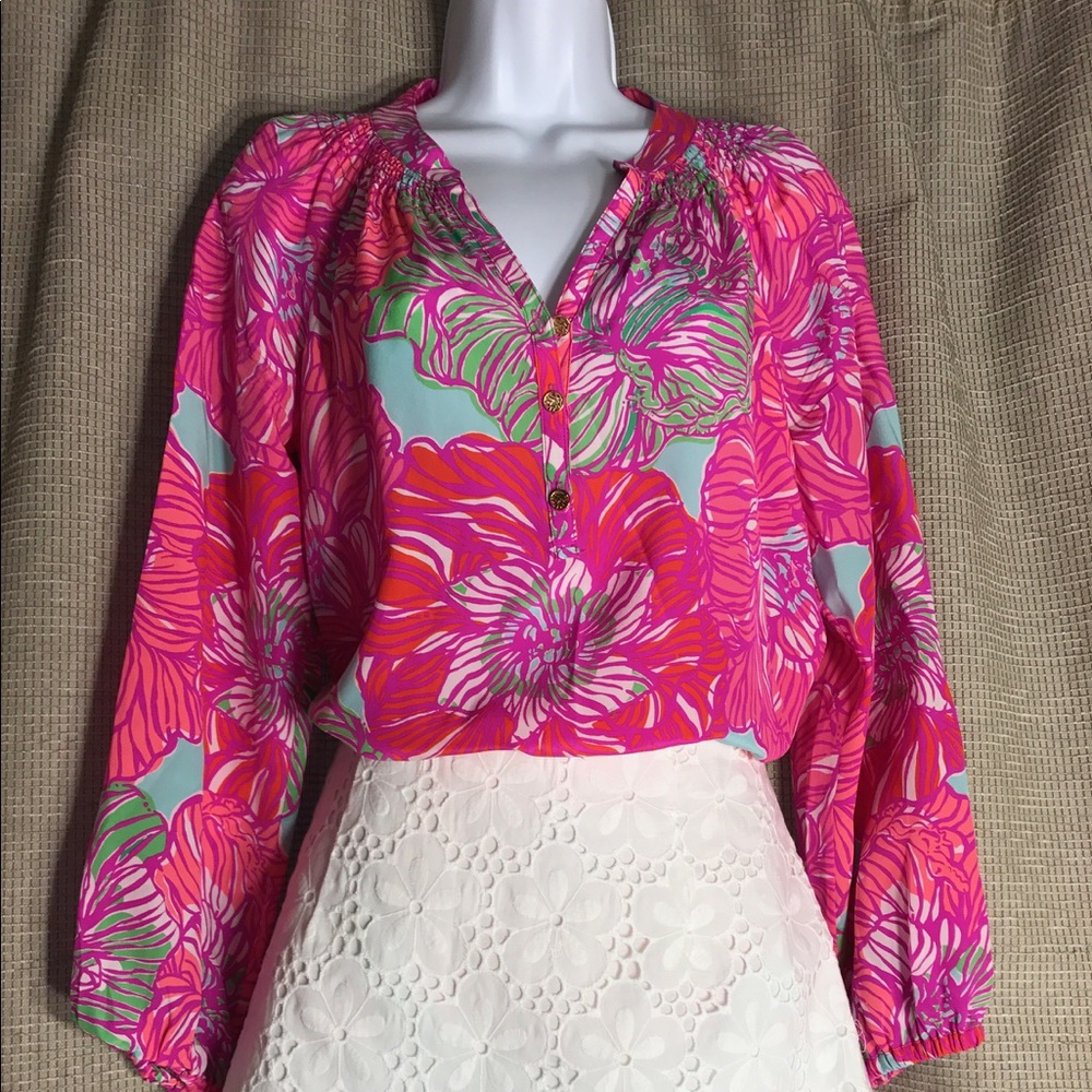 NWOT Lilly Pulitzer Elsa Silk Blouse - Small