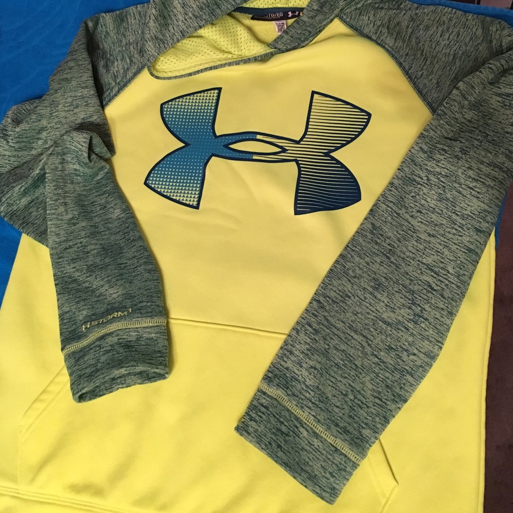 Yth XL UnderArmour Storm Hoodie neon yellow/teal