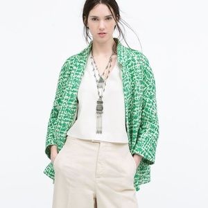 Zara Green Jacquard Jacket