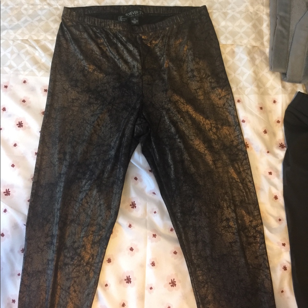 Forever21+ bronze Metallic leggings