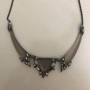 Warm Grey Lucite/Gunmetal Bib Necklace