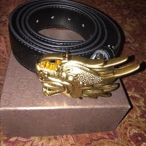 Black Fashionable Belt with Gold 🐯 Buckle