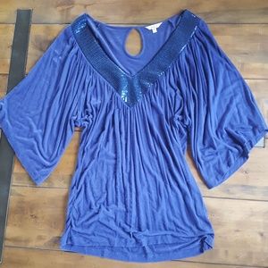 Flowy Top with Sequin Accents