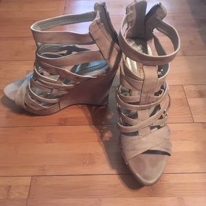 Mia Limited Edition cage wedge heels