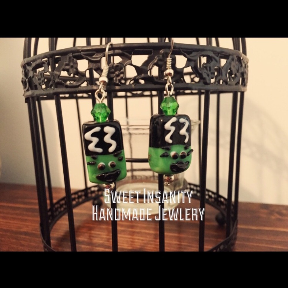 Lampwork Halloween earrings. NWOT