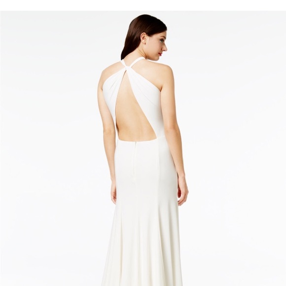 White formal gown with silver beading - Picture 2 of 3