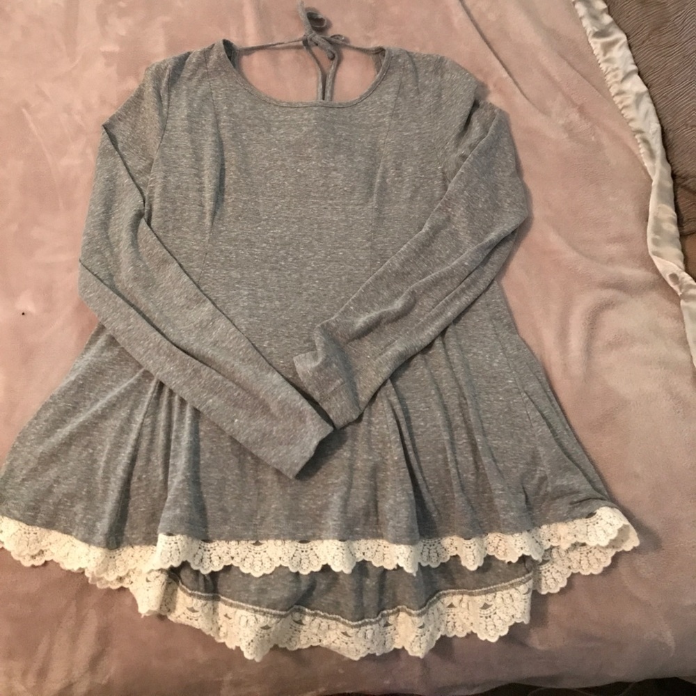 Xhilaration long sleeve top with lace trim