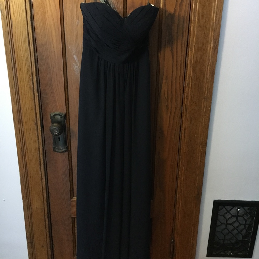 Navy Bill Levkoff bridesmaid dress