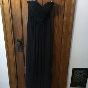 Navy Bill Levkoff bridesmaid dress