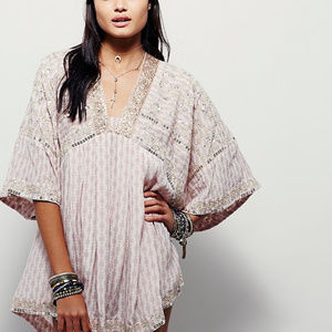 NWOT Free People Embellished Print Tunic