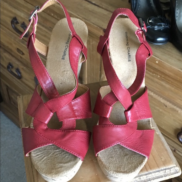 Charming Charlie Shoes - NWOB! Charming Charlie upper leather, cork wedges Charming Charlie Shoes - NWOB! Charming Charlie upper leather, cork wedges