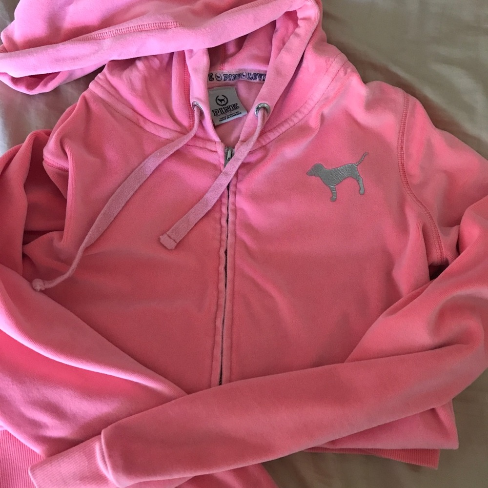 Pink velour zip up