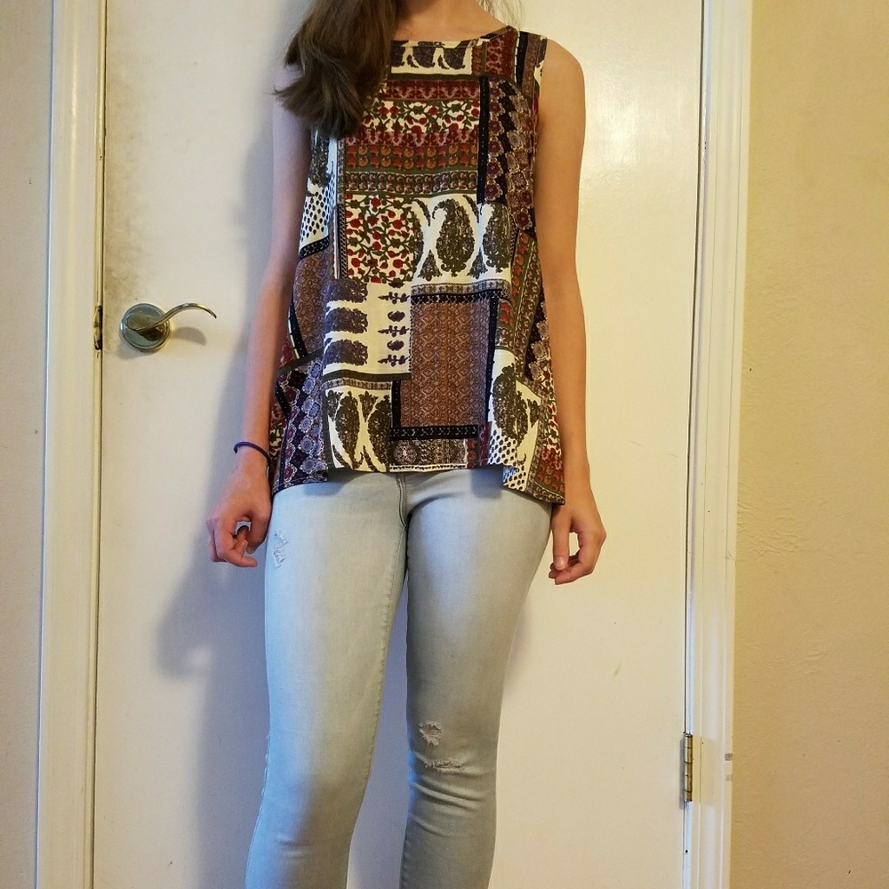 Stitchfix Patterned Tank with Ladder back