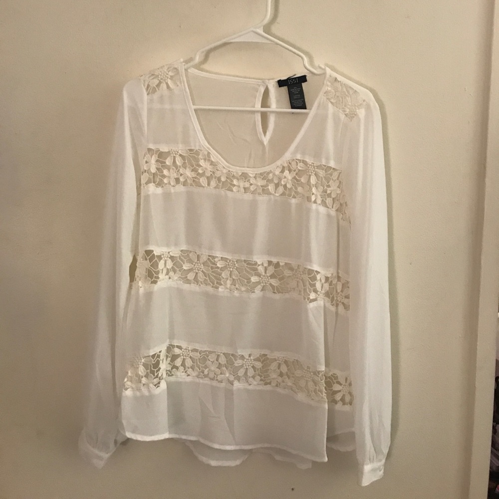 Isssi white cotton and polyester lace top Medium
