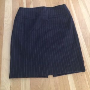 Navy pin stripe pencil skirt ... gold accent Navy pin stripe pencil skirt ... gold accent