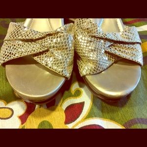 Bandolino Shoes - Bandolino slide soft glittery gold slide sandals Bandolino Shoes - Bandolino slide soft glittery gold slide sandals