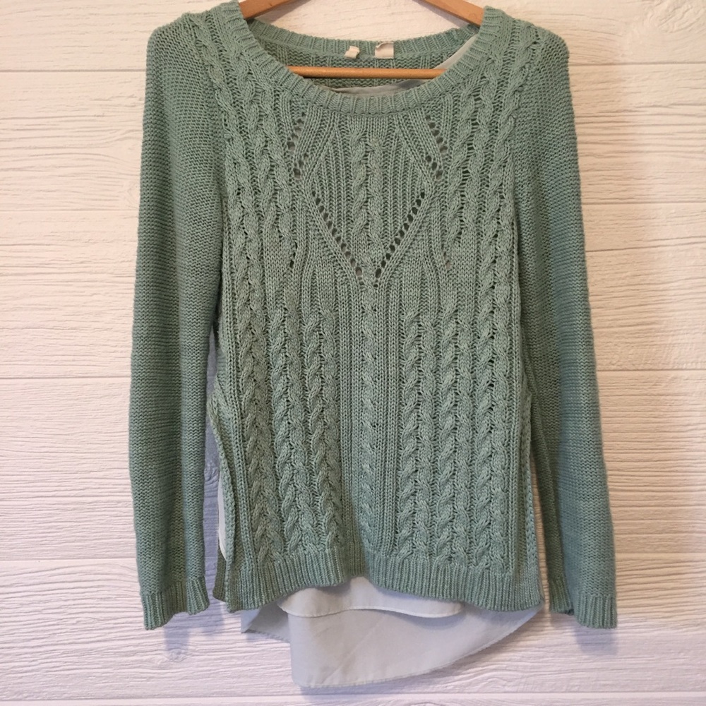 Anthropologie Mint Green Blouse Sweater