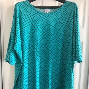 LuLaRoe Irma Size 2XL Teal and Royal Blue Pattern