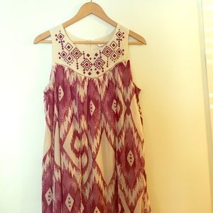 Native Print Burgundy Dress