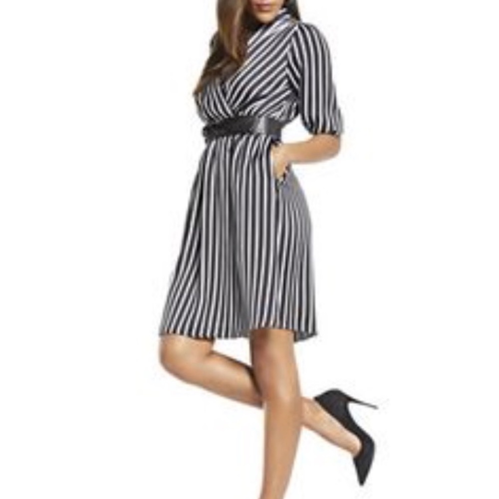 BRAND NEW Wrap Dress - Black & White Stripe Dress