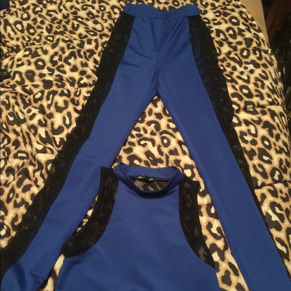 Blue two piece high waisted outfit