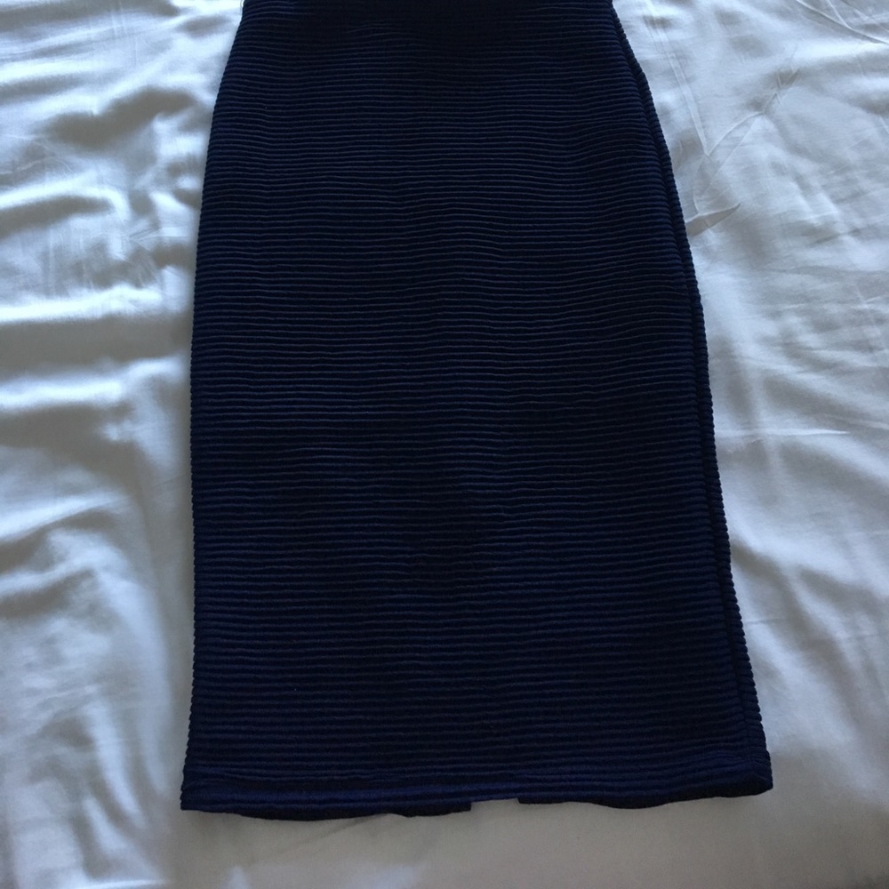 Stretch pencil skirt navy frills small
