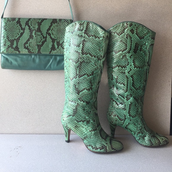 snakeskin bag and shoes
