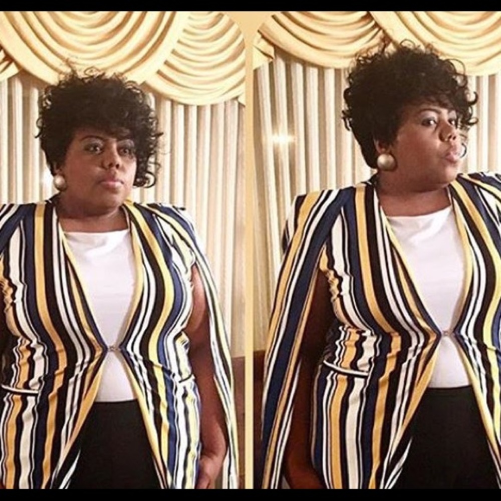 Women's Plus Sized Striped Cape