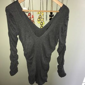 VS gray (somewhat off the shoulder) sweater!