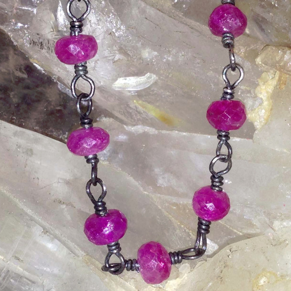 Ruby Rosary Necklace Semi Precious NWOT - Picture 1 of 3
