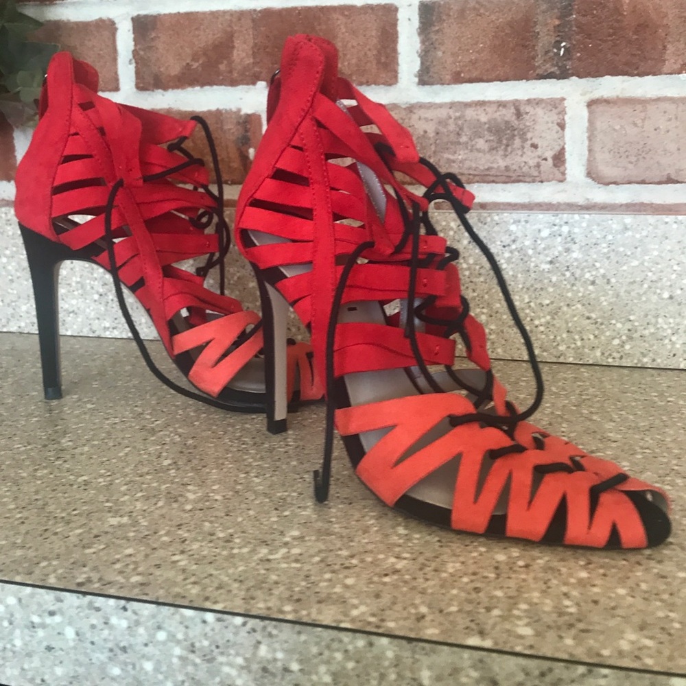 Zara orange and red basic collection heels