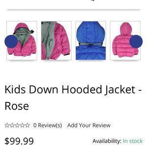 Girls 8/10 molehill down jacket with hood