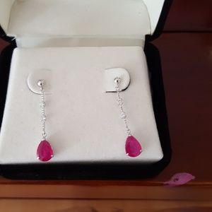 18k White Gold Natural Diamons Ruby Earing - image 1