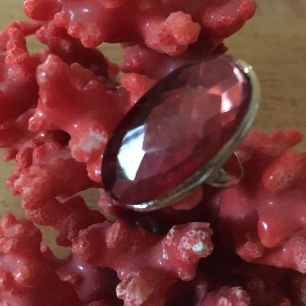 Vintage 925  red quarts ring