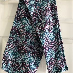 TC LuLaRoe Leggings Purple/Teal/Blue/White