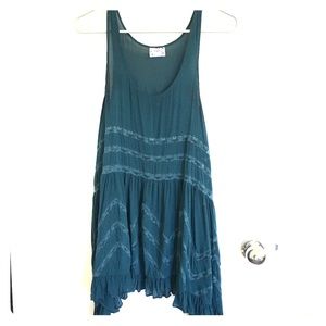 Free people voile and lace slip in teal XS