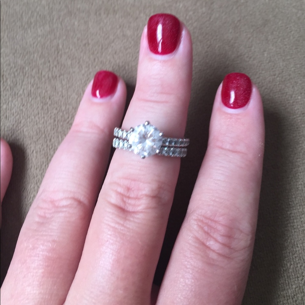 QVC epiphany diamonique wedding set, size 7