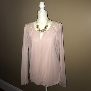 Maurices blush pink elastic waist Ls blouse shirt Maurices blush pink elastic waist Ls blouse shirt