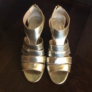 Zara Gold Caged Sandal Size 37