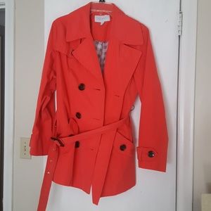 Red/coral rain coat