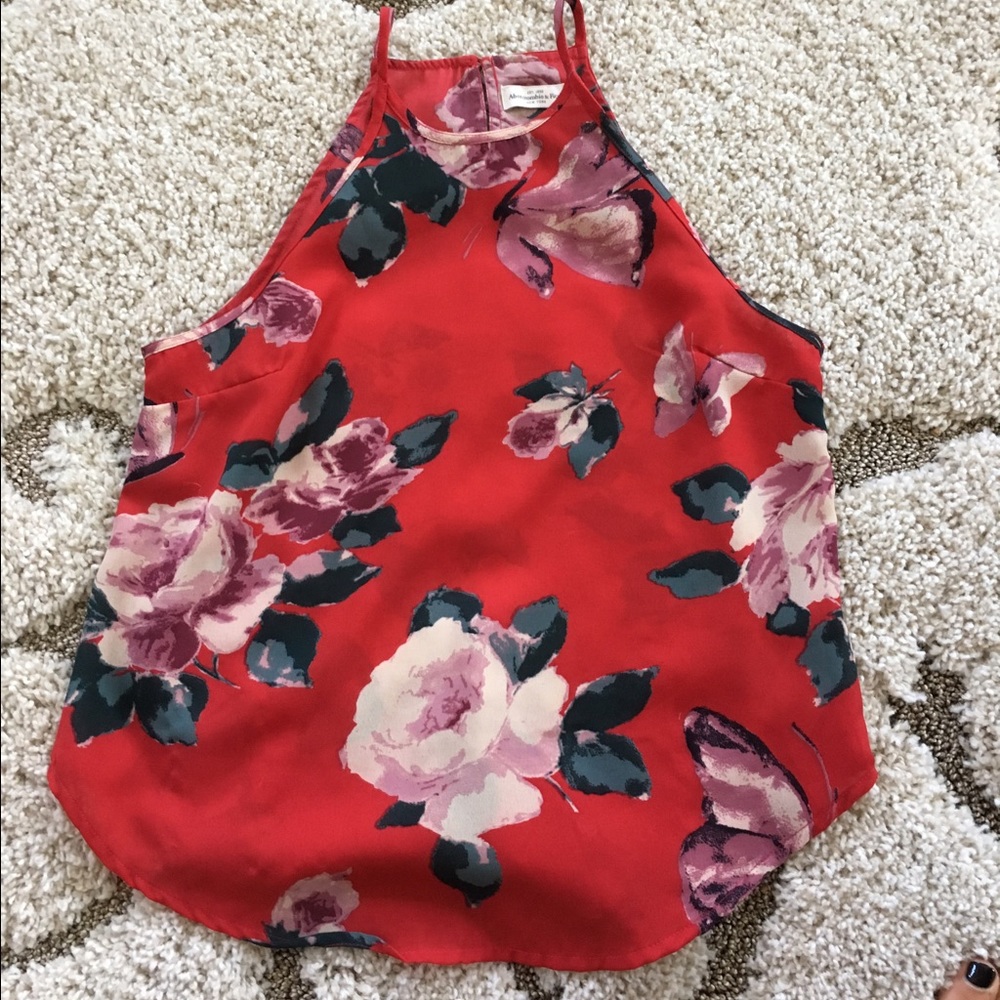 floral a&f high neck tank