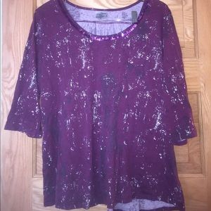 Plus size purple shirt w/silver accents sequins