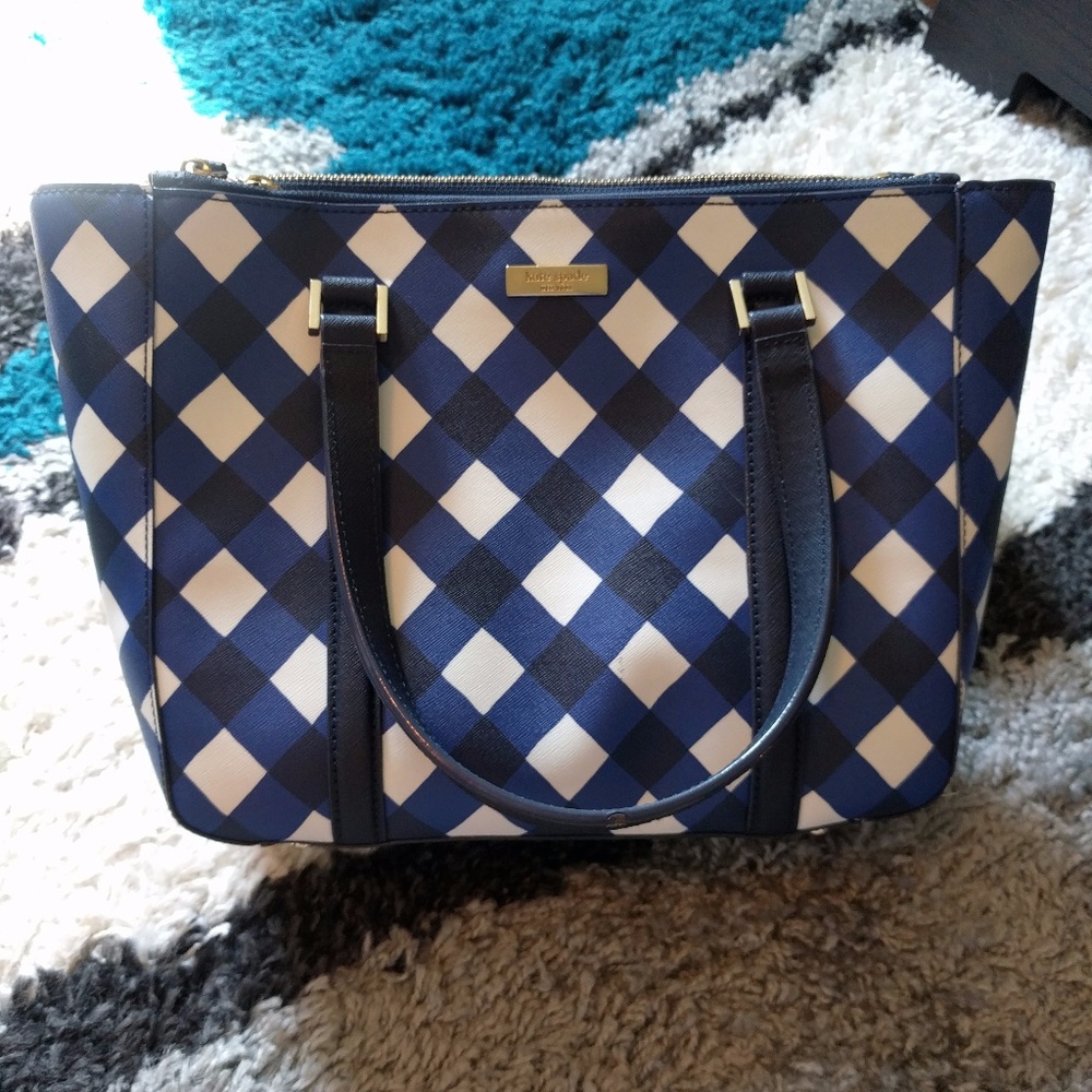 Kate Spade Newbury Lane Blue & White Gingham Tote