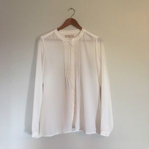 Creamy white button up career top