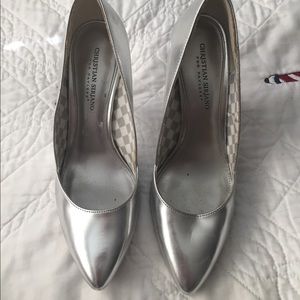 Silver pointed toe heels
