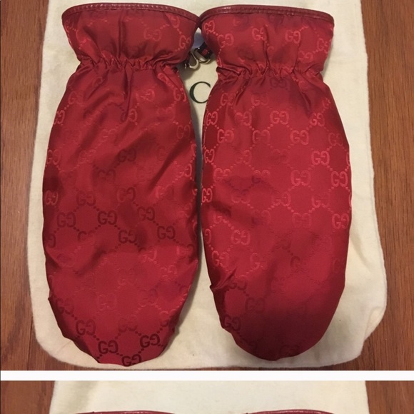 Gucci Monogram Mittens with leather trim - Picture 4 of 8