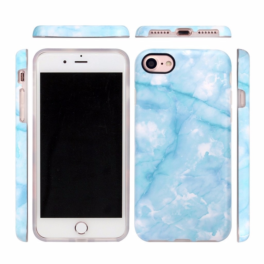 iPhone Baby Blue Marble Case - Picture 2 of 3