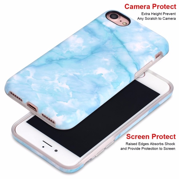 iPhone Baby Blue Marble Case - Picture 3 of 3