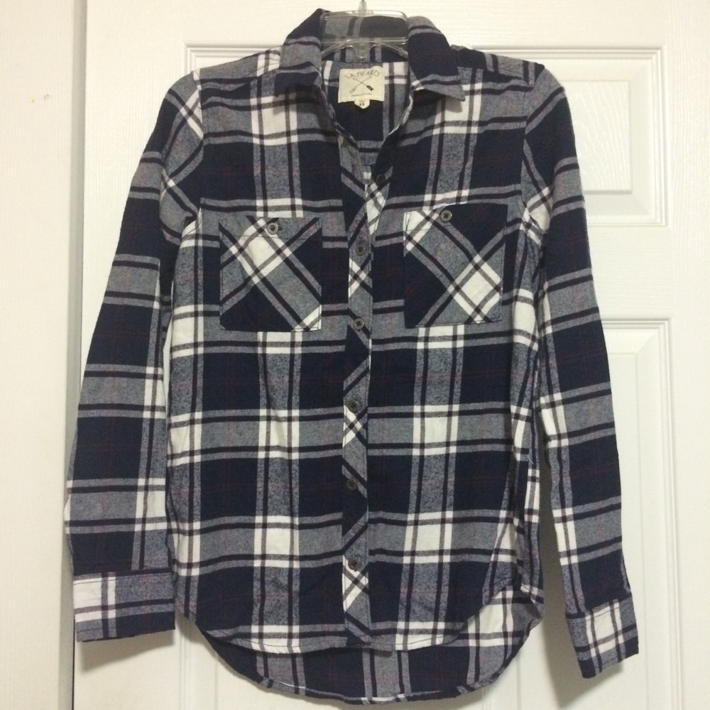 NEW PacSun Navy Plaid Flannel